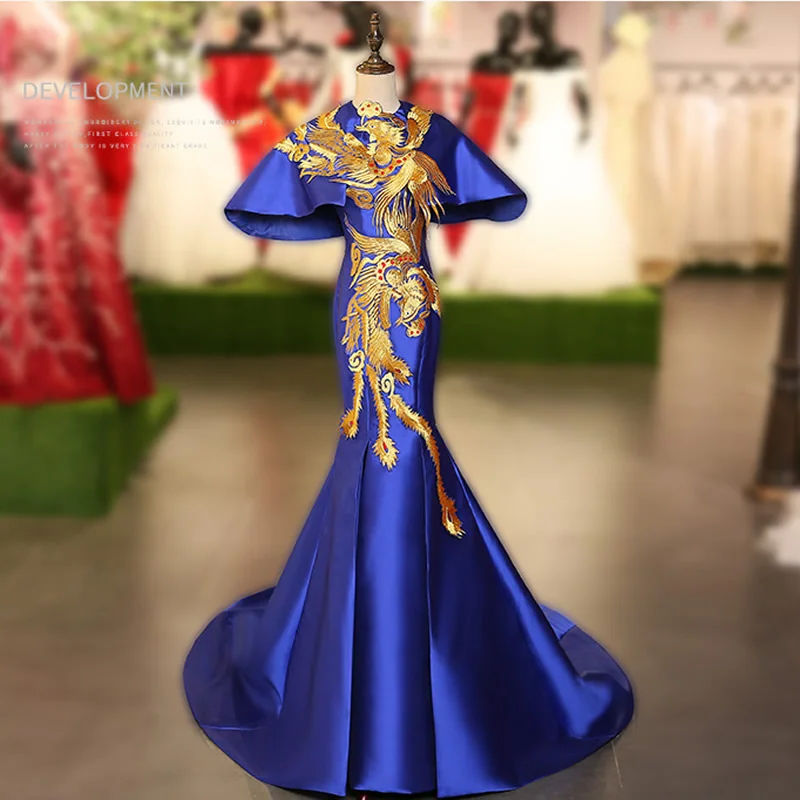 Aliexpress.com : Buy Royal Blue Chinese Style Dress Women Phoenix ...