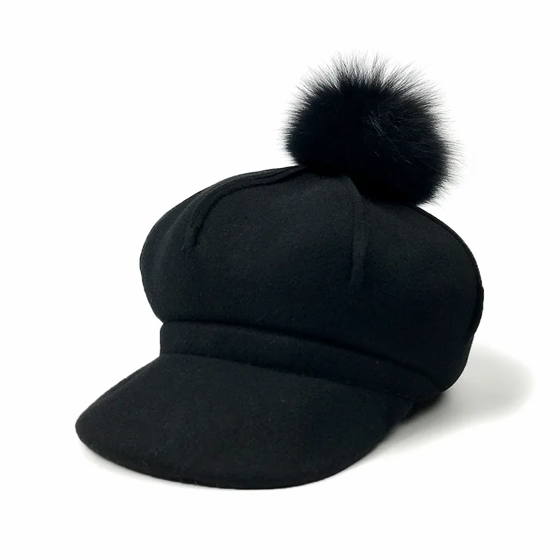 Волосы мяч регулируемые бейсбольные шерстяные шапки Мода Стиль Осень зимняя женская шапка женские повседневные кепки