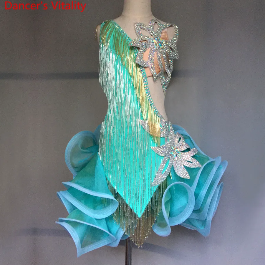 

2018 Latin Dance Skirt For Women Sexy Tassel Professional Latin Dance Costume Adult Latin Samba Dance Competition Dress