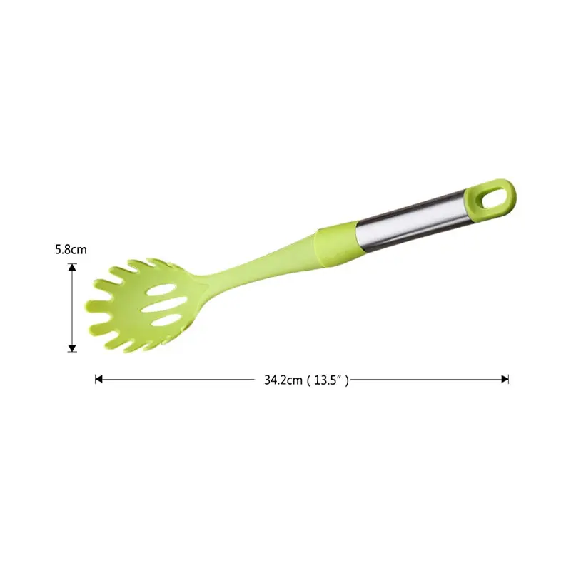 Queentime Nylon Pasta Scoop Server Spaghetti Serving Fork Tongs Spoon Shape Noodle Measurer Holder Cooking Tools Kitchen Gadgets