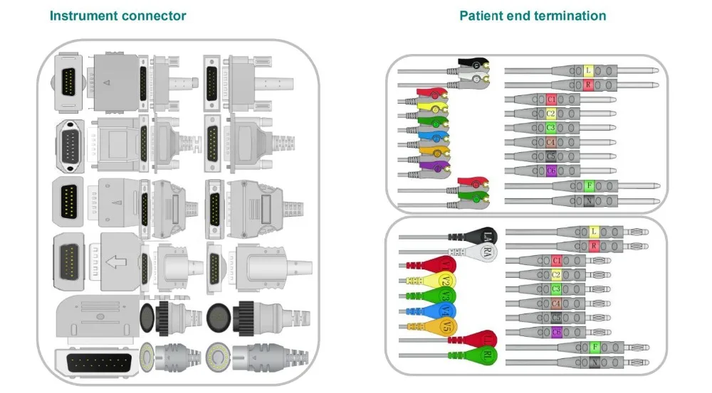 cardiotouch3000 ecg ekg, cabo com fios de