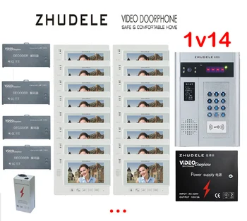 

ZHUDELE Building Home security intercom system 14 Units Apartment Video Door Phone Bell Intercom System 7" TFT monitor IN STOCK