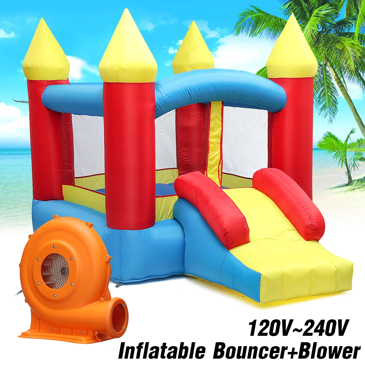 

Kids Play Game Inflatable Castle Multi-function Inflatable Trampoline with 380W Inflatable Bouncer EU/US Plug