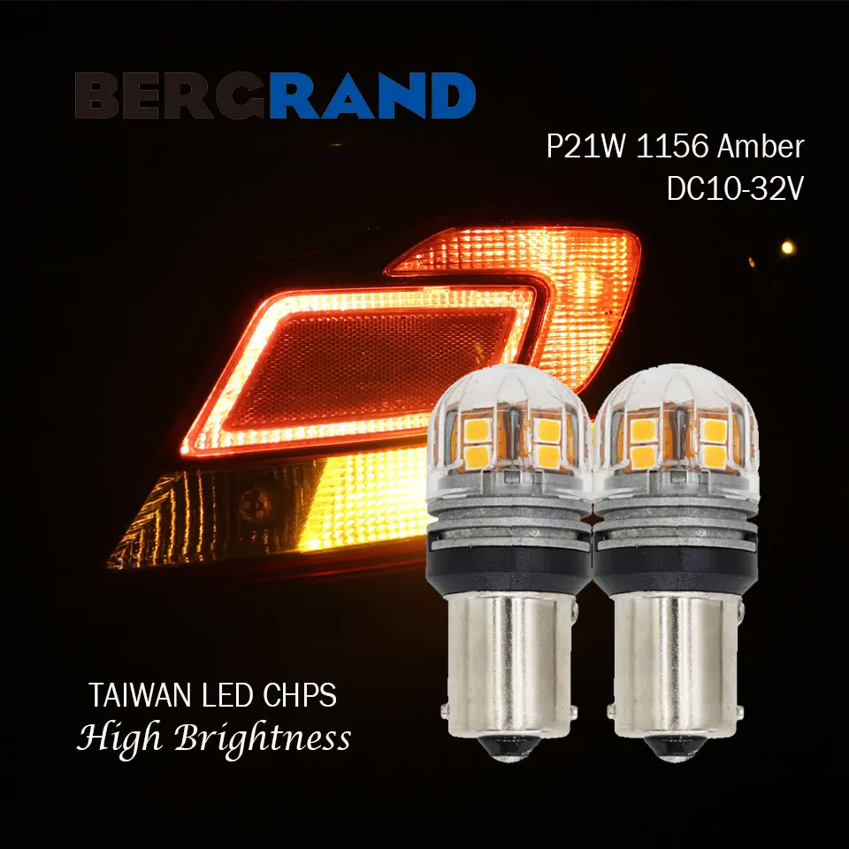 

2PCS P21W LED 1156 BA15s LED Lamp For Car 7.5W Turn Signals Motorcycles R5W R10W Side Lights Auto Amber 12V/24V