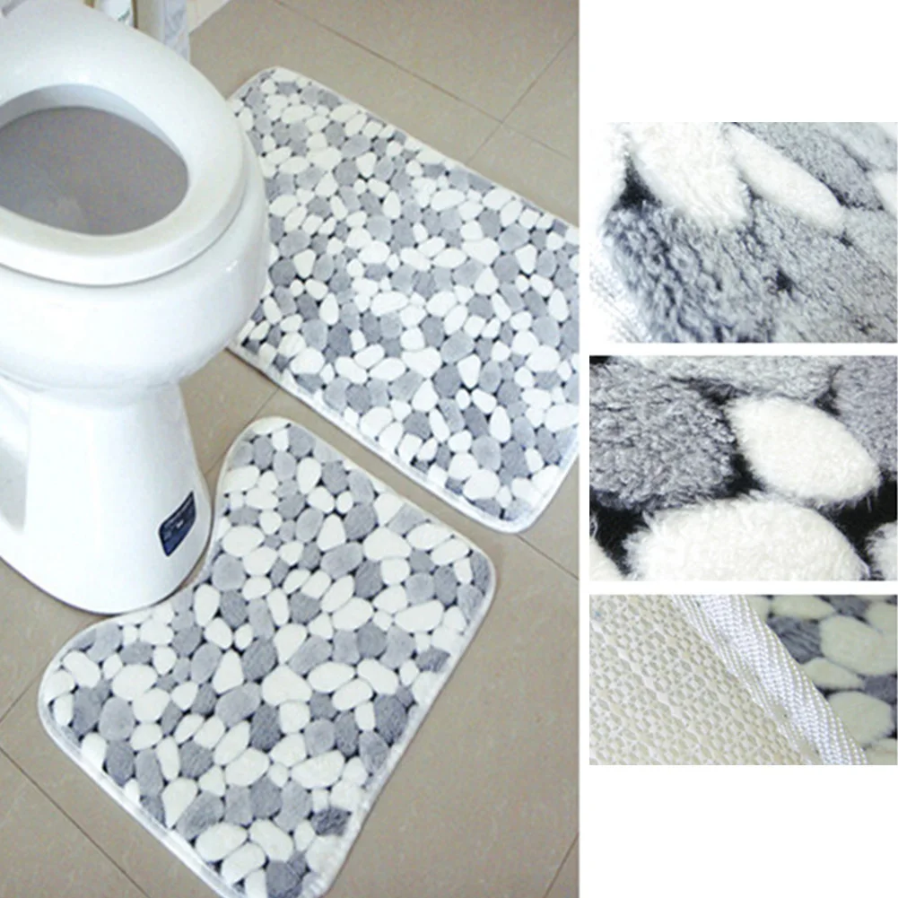2 шт./компл. коралловый бархат+ полиэстер моющиеся каменные зерна коврики для ванной комнаты Ванна пьедестал Нескользящая комната удобный коврик