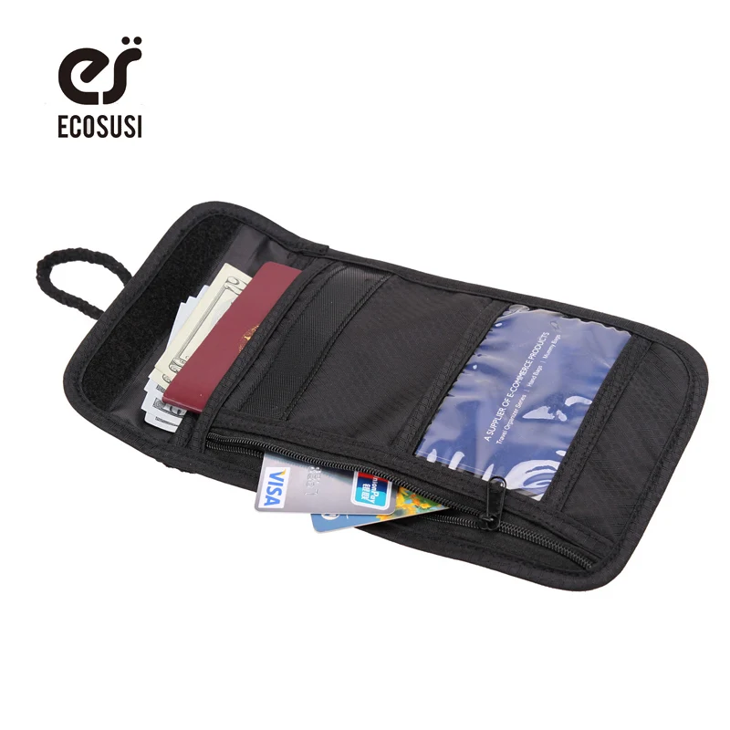 ECOSUSI Security Wallet Storage Bag For Passport Bank Card Bag Coin Holder Purse For Travel Bags ...