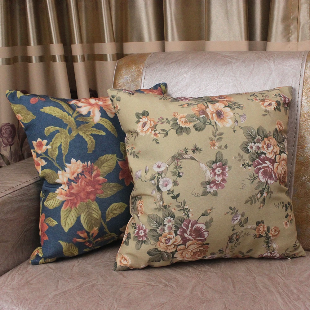 CURCYA Elegant Classic Pillow Cover Vintage Floral Decorative Cushion