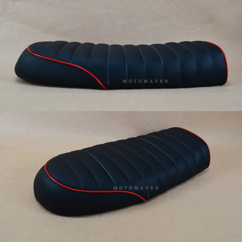 Винтажные Стиль сиденье Кафе Racer seat крышка черный красный края трубки мотоцикл