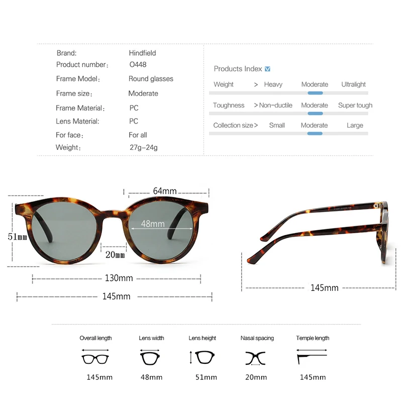 Hindfield Круглые Солнцезащитные очки для женщин фирменный дизайн полупрозрачная оправа солнцезащитные очки мужские винтажные Ретро Классические очки O448