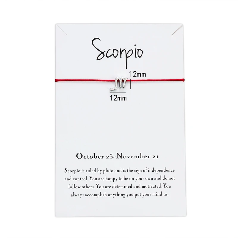 Женский браслет с надписью Wish Card Scorpio Красный Регулируемый ручной работы