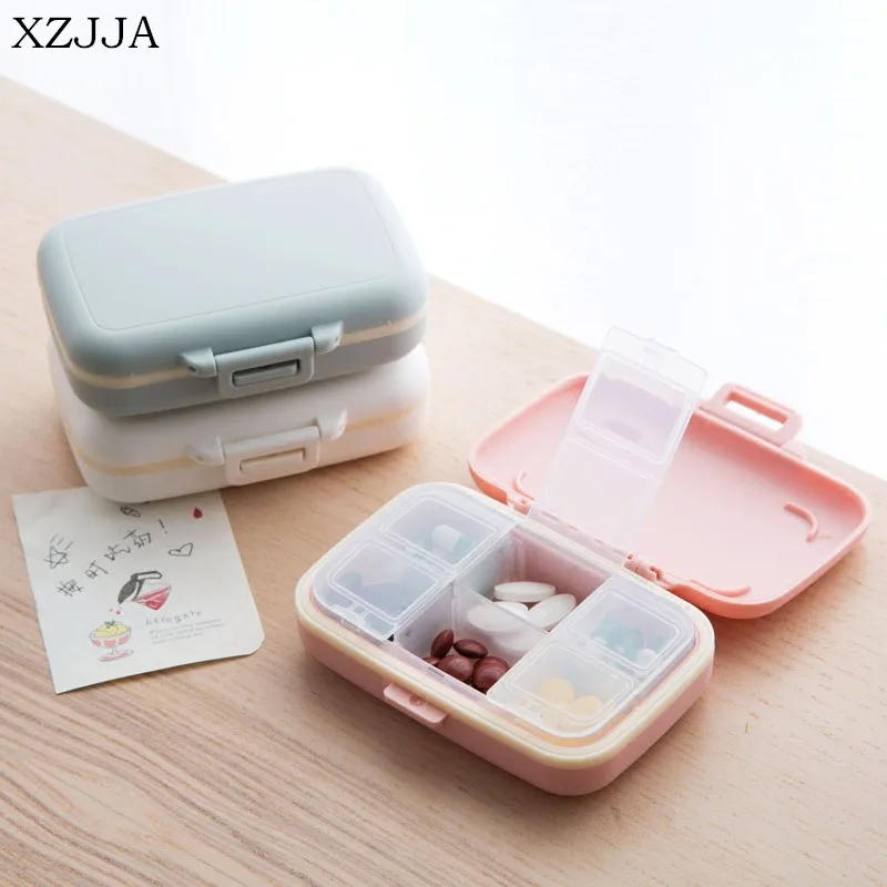 

XZJJA Creative High Quality 6 Grid Small Kit Mini Drug Storage Box Sealed Portable Medicine Box Travel Pack Box