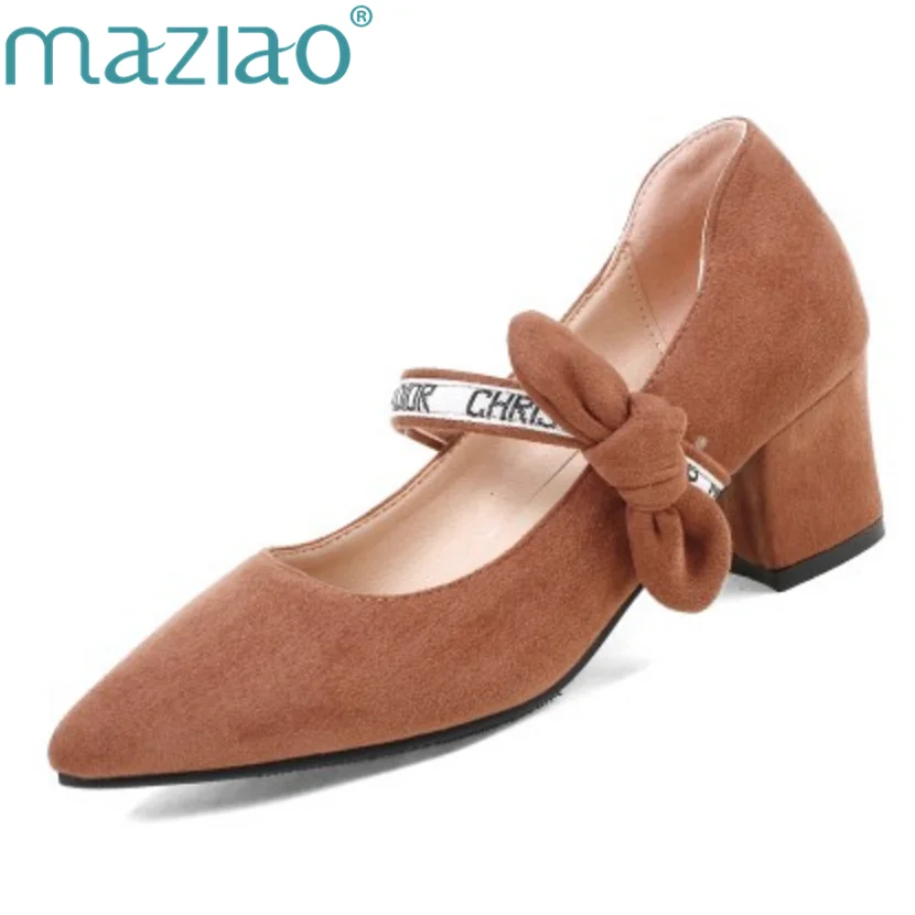 

MAZIAO Woman Shoes Wedding Bridal Closed Toe Med Block Heel Comfort Mary Jane Party Pumps Pointed Toe Elegant High Heel Shoes
