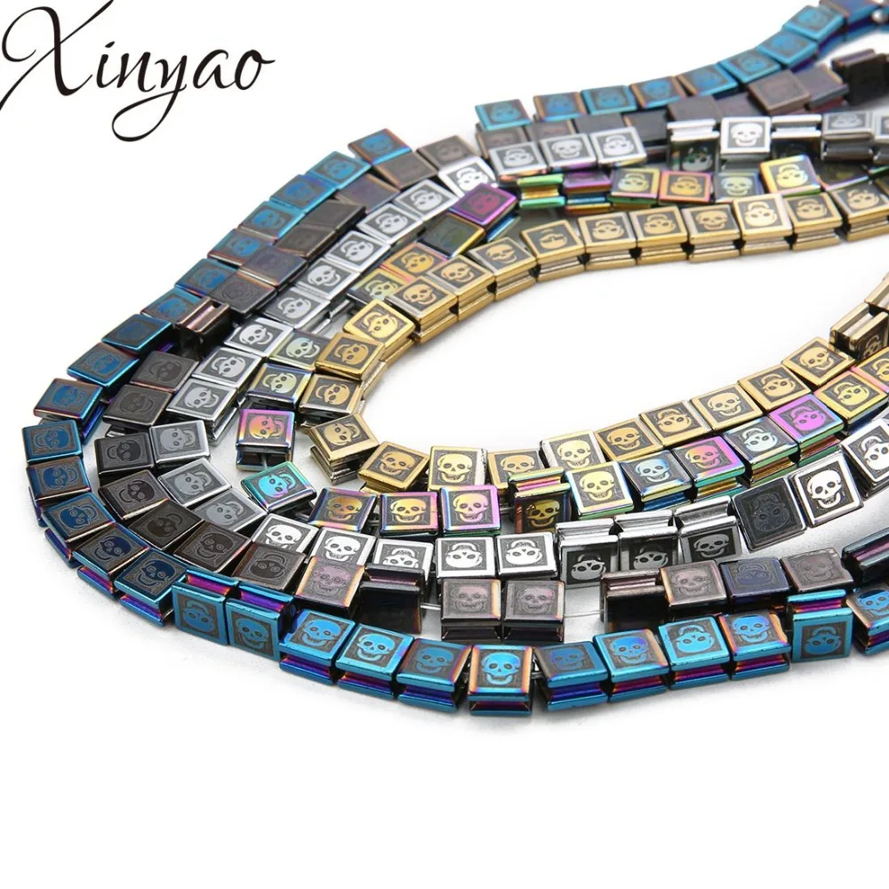 

XINYAO 8*9mm Colorful Skull Beads Natural Hematite Loose Beads for DIY Beads Necklaces Pendants Handmade Accessory 51piece