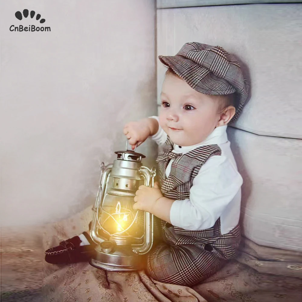 

2019 new arrival Baby clothing set boy Clothes 5pcs Sets Plaid Cotton Rompers suits pant Newborn boys clothes gentleman dress