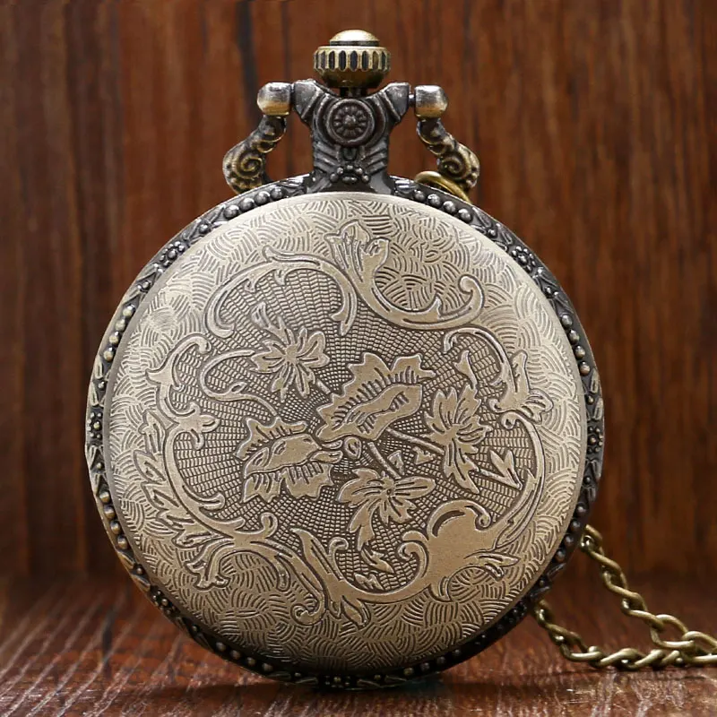Винтажные часы с тигром, дизайнерский чехол, бронзовые 3D кварцевые карманные часы с ожерельем и цепочкой, подарок для карманных часов для мужчин и женщин