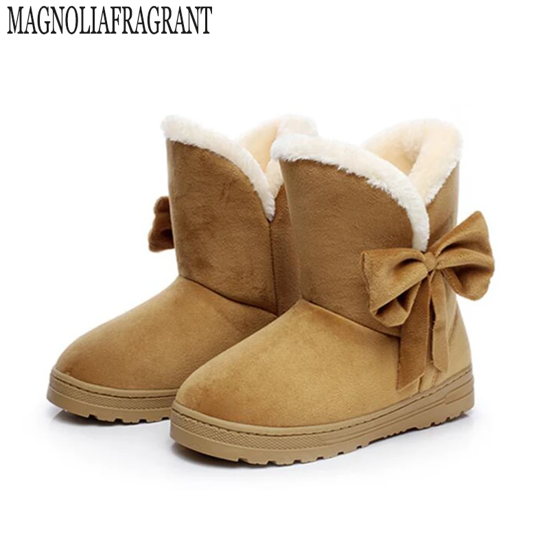 

2017 Four-color shoes woman suede sleeve bow cute snow boots warm winter boots US size 4.5-8 free shipping a268