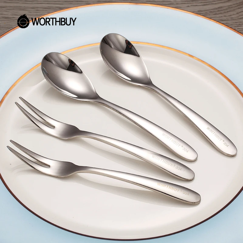 WORTHBUY 304 ложка из нержавеющей стали для фруктов набор ложек салата десертная