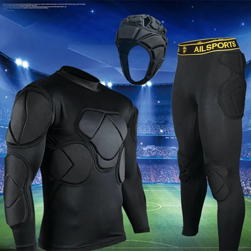 Nuevo deporte protección de seguridad thicken gear Rugby fútbol goalkeeper jerseys rodilleras al aire libre tops codo fútbol acolchado protector