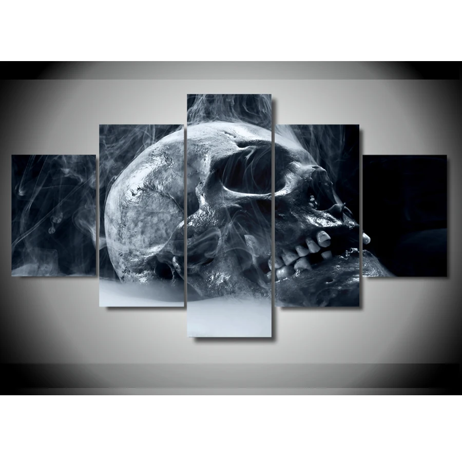 5 Panels Halloween Horror Skull Canvas Prints Painting Wall Art 5