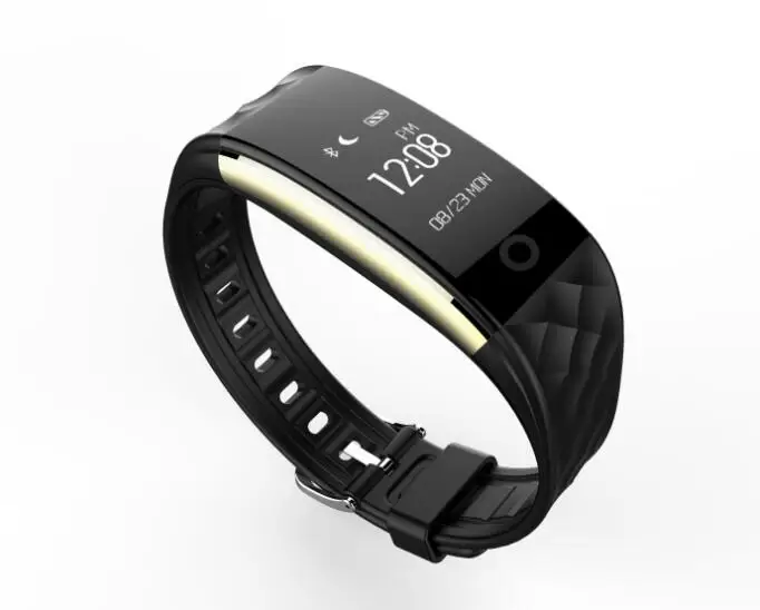 Смарт-браслет на запястье сердечного ритма IP67 Водонепроницаемый Bluetooth Smartband для ios android Смартфон Дистанционное Камера - Цвет: Черный
