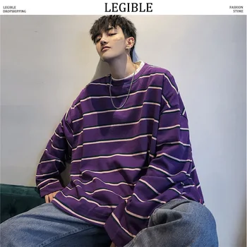 

LEGIBLE Men Striped Plaid Sweatshirts 2019 Mens Harajuku O-Neck Hoodies Male Loose Pullover Streetwear Skateboard Hoodie XL