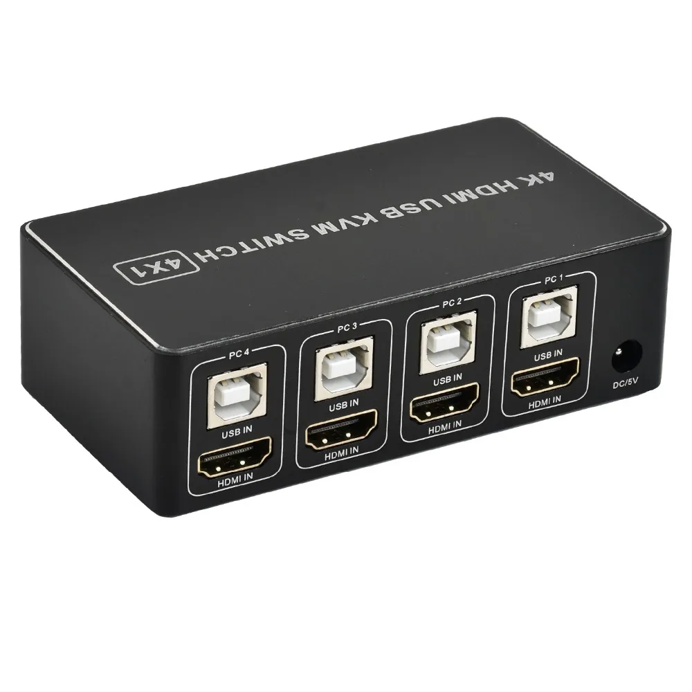 4 порта 4 K HDMI KVM переключатель разветвитель коробка USB HDMI 1,4 KVM коммутатор Селекторное управление до 4 мониторов для mac os. Windows 10