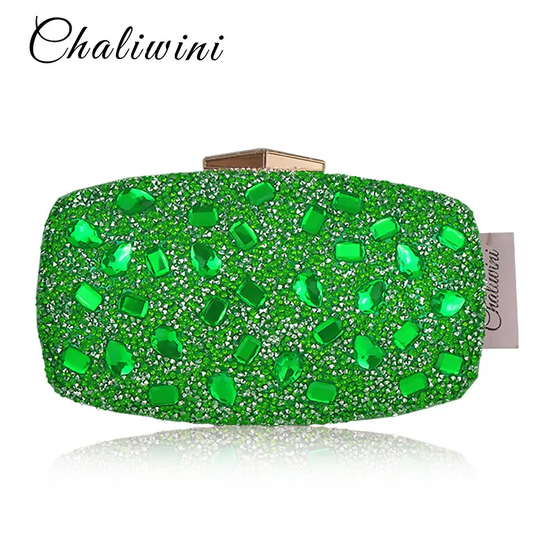 Fashion Blue Diamond Crystal Women Evening Bags Cocktail Party Wedding