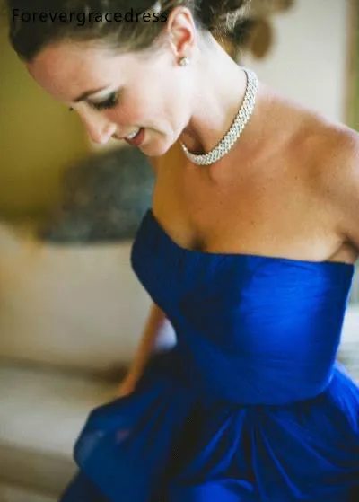 Tier Ruffle Skirts Royal Blue Wedding Dresses 2019 Latest A Line Strapless Country Garden Bridal Gowns Party Dress Arabic BC0275  151 (1)