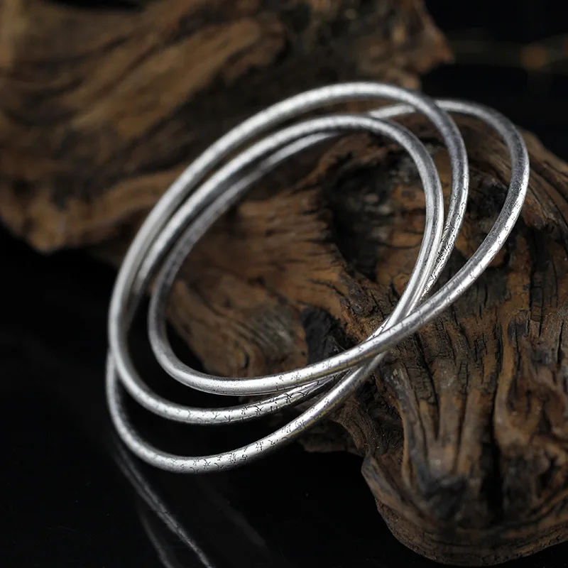 

2018 Hot Sale Top Fashion Women Bangle Thai Ornaments Of Ms Matte Pure Manual Three Serial Sutra Bracelet Buddhist Supplies