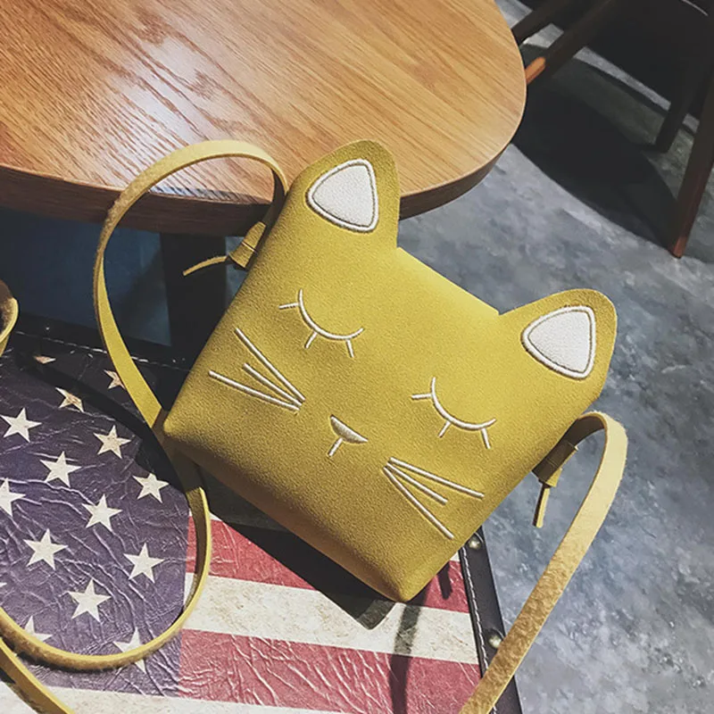 

HCH-Fashion Children Princess Cute Cate Messenger Bag Girl Animal Pattern Mini Leather Women Shoulder Bags Cute Cat Baby Bag