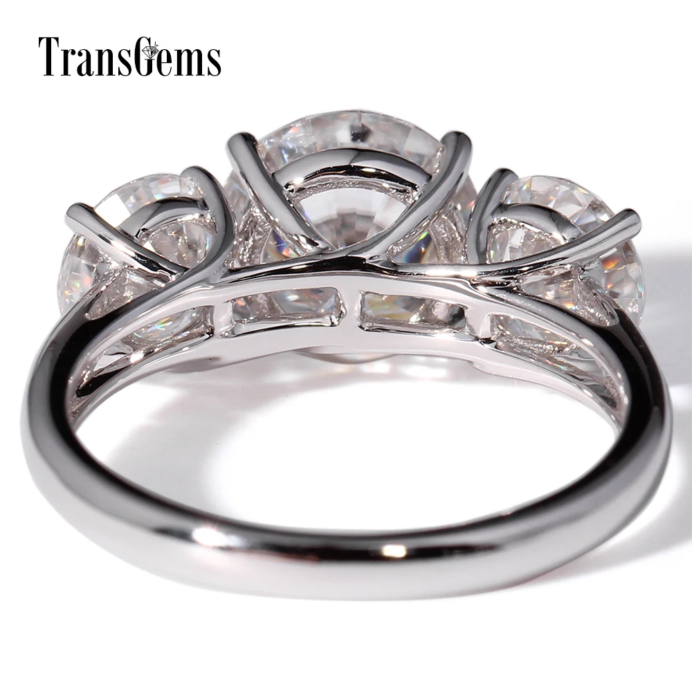 Transmems 14K белое золото 5CTW центр 3ct 9mm и 1ct 6,5mm F цвет Муассанит три камня муассанит обручальное кольцо для женщин