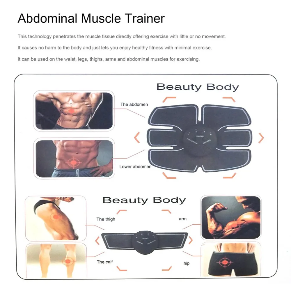 2018 Body Slimming Shaper Machine TENS Electronic Abdominal Fitness Accessories EMS Wireless Electric Muscle Stimulator Massager