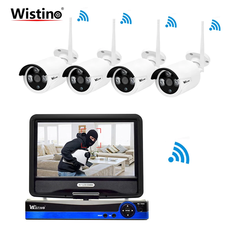 

Wistino HD 720P Security WIFI Kit NVR CCTV Camera System IP Cameras Wireless Surveillance Video Monitor Outdoor LCD Screen P2P