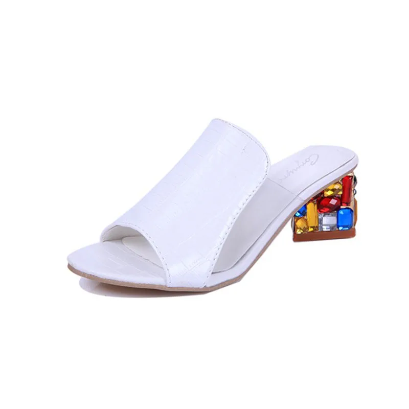 Женщины Сандалии 2016 Дамы Летние Тапочки Обувь Женщины На высоких Каблуках Сандалии Моды Горный Хрусталь летняя обувь новый