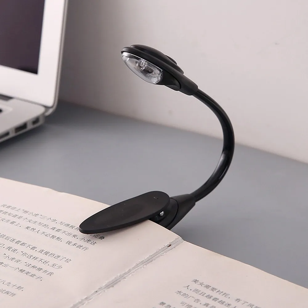 Книга настольная лампа мини светодиодный клип Booklight изысканные удобный Портативный путешествия Спальня книге читатель рождественские подарки - Испускаемый цвет: Black