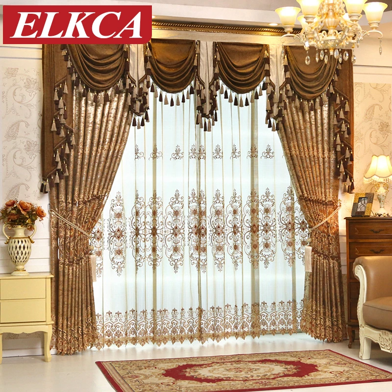 High Quality European Embroidered Luxury Curtains for Living Room ...