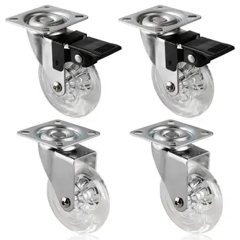 

4 x Heavy Duty 75mm Swivel Castor Wheels Trolley Furniture Caster with Brakes Load Capacity 100kg Per Wheel (Set of 2 x