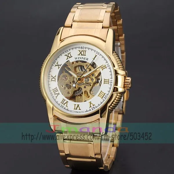 50 шт./лот winner-D161 коричневые механические часы с ремешком Skeleton Winner часы полые кожаные часы для мужчин оптом часы