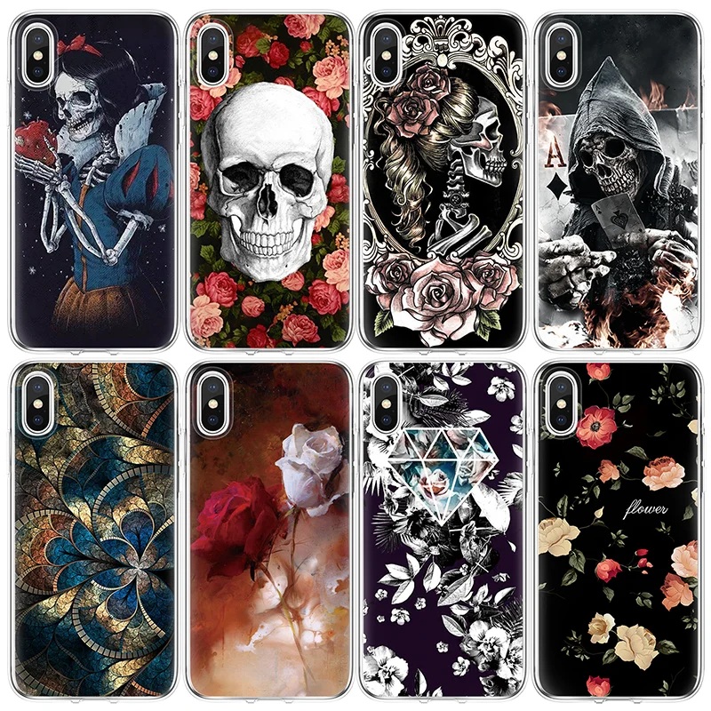 Чехол с черепом и ужасом для iPhone X 6 6s S 7 8 Plus|Бамперы| |