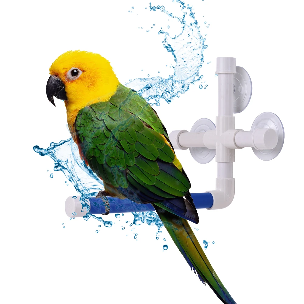 Bird Shower Bath Perch Folding Stand Rack Platform Toys for Small Large