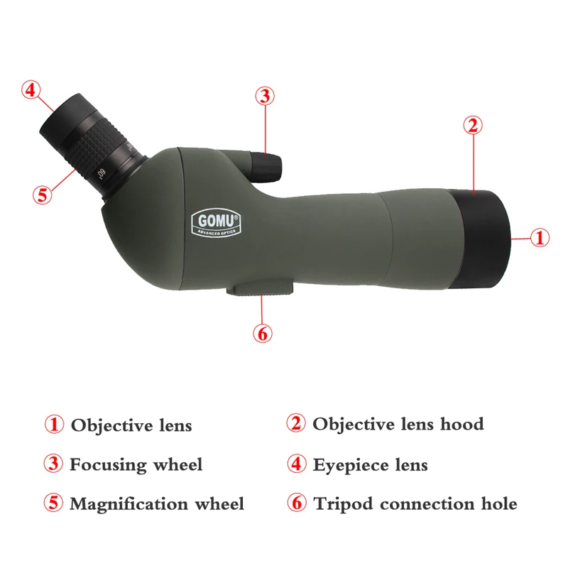 20-60x60 HD Spotting Scope Zoom Telescope with 45-Degree Angled RL38-0008-7