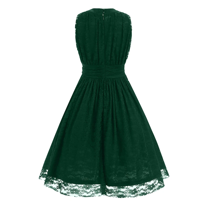 Kostlich Lace Retro Women Summer Dress 2017 O-Neck Sleeveless Big Swing 60s Vintage Dress Elegant Evening Party Dresses Sundress (10)