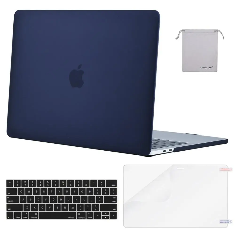 MOSISO матовый чехол для ноутбука Macbook Pro retina Air 11 12 13 15 чехол для New Air 13 A1932 New Pro 13 15 с сенсорной панелью - Цвет: Matte Navy Blue