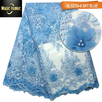

High Quality Tulle Lace 2019 Latest African Lace Fabric 3d Flower African French Wedding Lace Fabric For 5yard NL10754