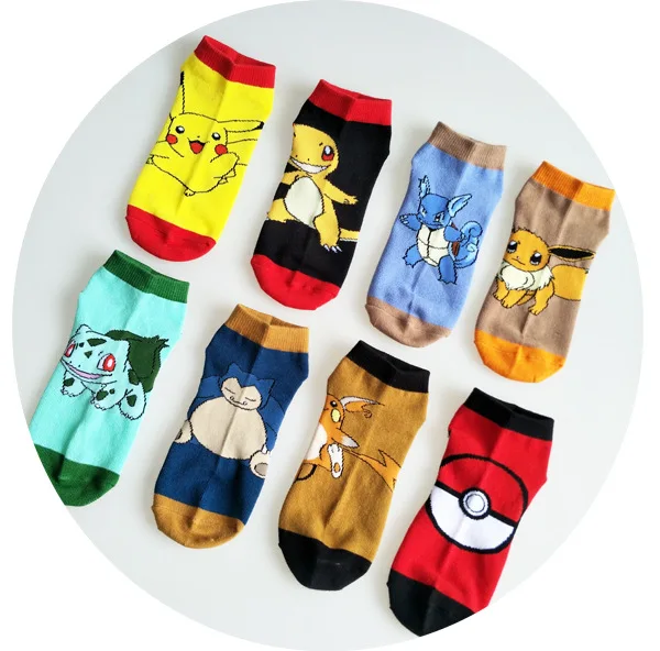 60 пар Pokemon Go Pocket Monster Socks Blastoise Пикачу чармандер прошитый узор невидимое нескользящее покрытие женские носки