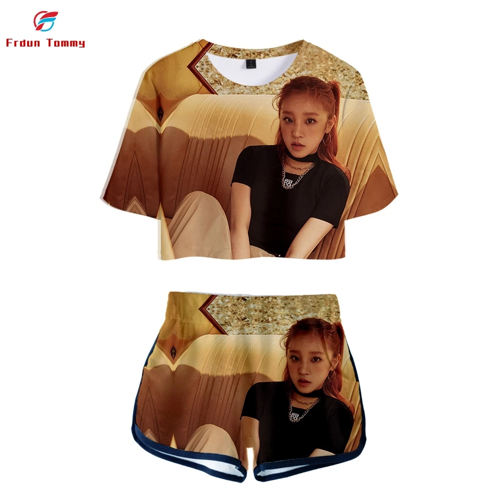 

2019 New I-DLE 3D Printing Summer sosy sexy Two Pieces sets Women shorts/crop tops New Clothes 2019 Hot Sale Sale kpop sets