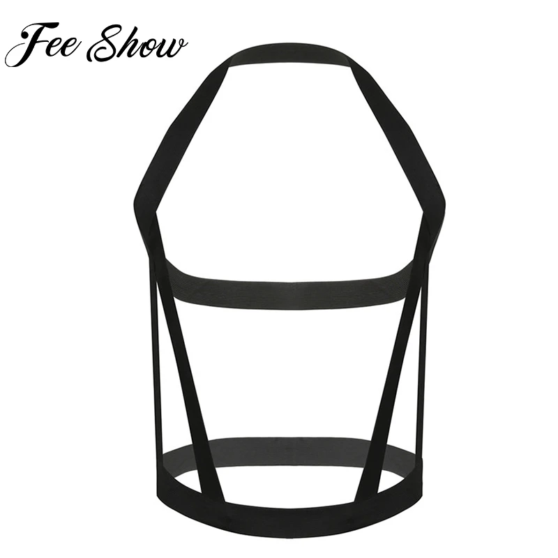 Feeshow Gothic Sexy Men Hombre Lingerie Halter Neck Elastic Hollow-out Body Chest Harness Bondage BDSM Man Costume Belt Shapers |