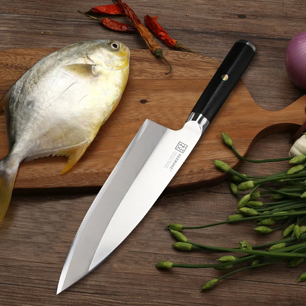 Sunnecko 8,2" нож для суши Deba Chef кухонные ножи японский немецкий 1,4116 Сталь G10+ S/S ручка бритва острое лезвие сильный 58HRC