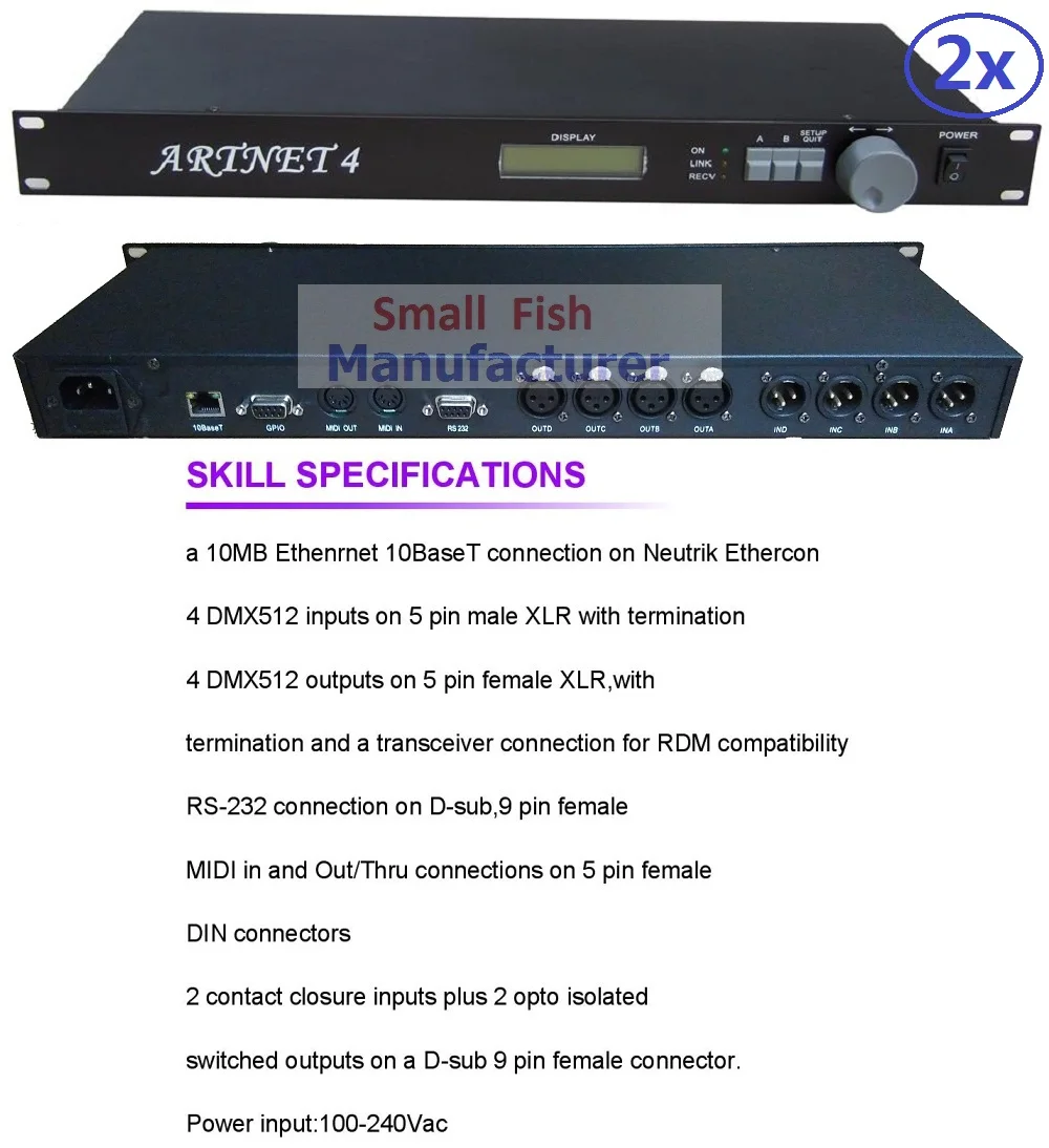 2xLot Artnet 4 10MB Ethernet 10BaseT соединение на Neutrik DMX вход выход 5 контактов XLR контроллер
