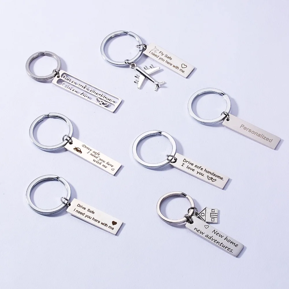 

Custom And Regular Keyring Engraved Fashion For Car Logo Name Stainless Steel Personalized Gift Customized Anti-lost Keychain